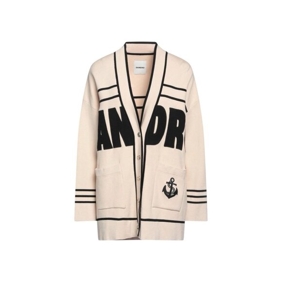 Sandro Santana Logo-embroidered Oversized-fit Knitted Cardigan - Picture 3 of 14